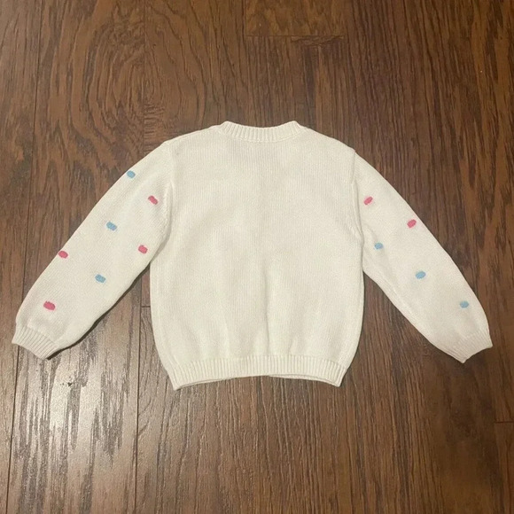 9-12 Months Knitted White Cardigan With Colorful Polka Dots, Buttons Up - Picture 2 of 6